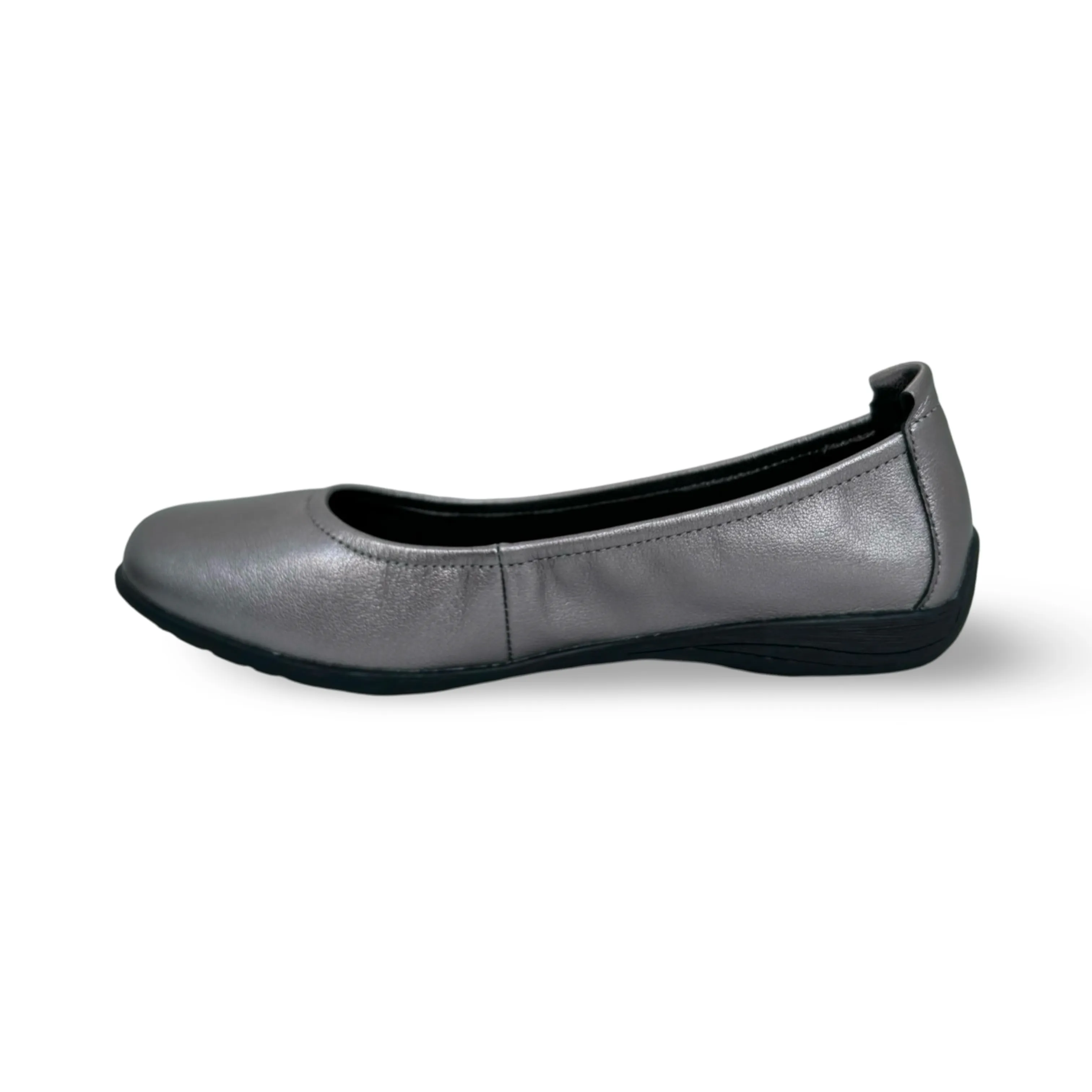 74801 Pewter Metallic Leather Flat