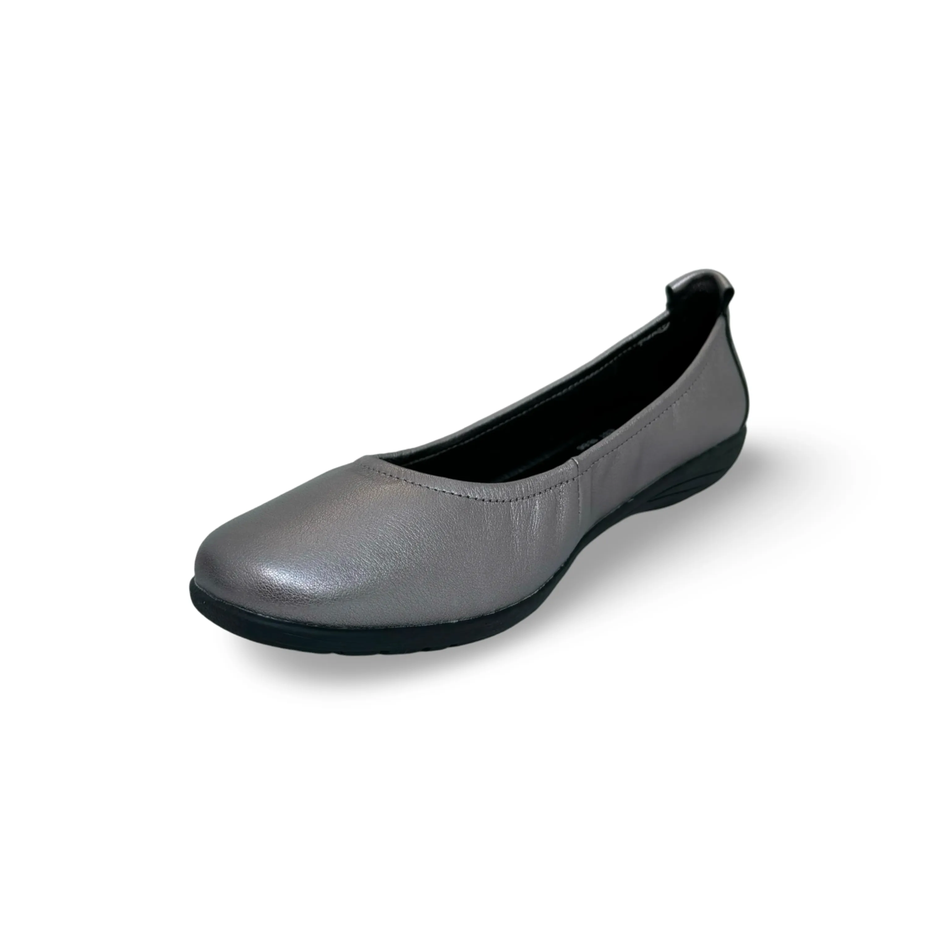 74801 Pewter Metallic Leather Flat