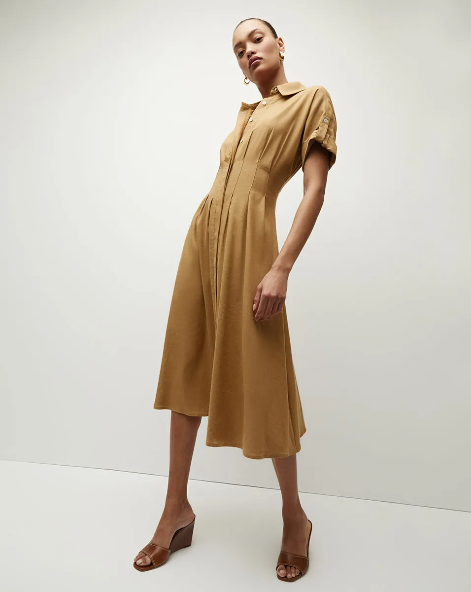 Adavi Stretch-Linen Shirtdress