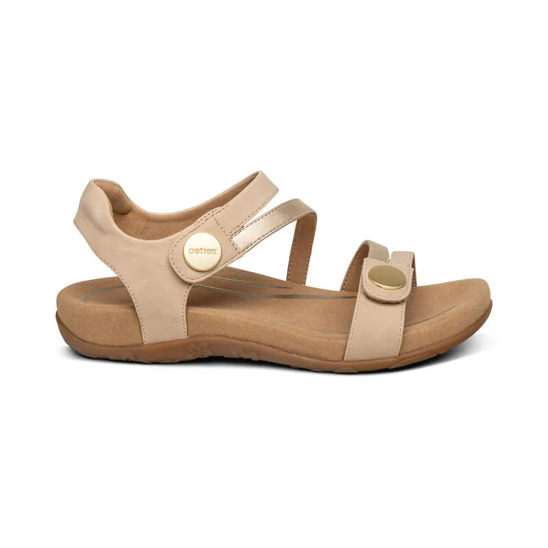 Aetrex Women's Jess Adjustable Quarter Strap Sandal - Tan SE217