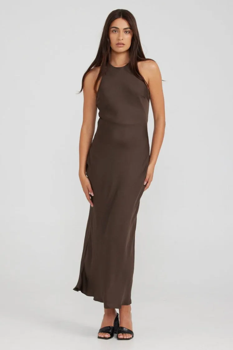 Arabella Brown Midi Dress