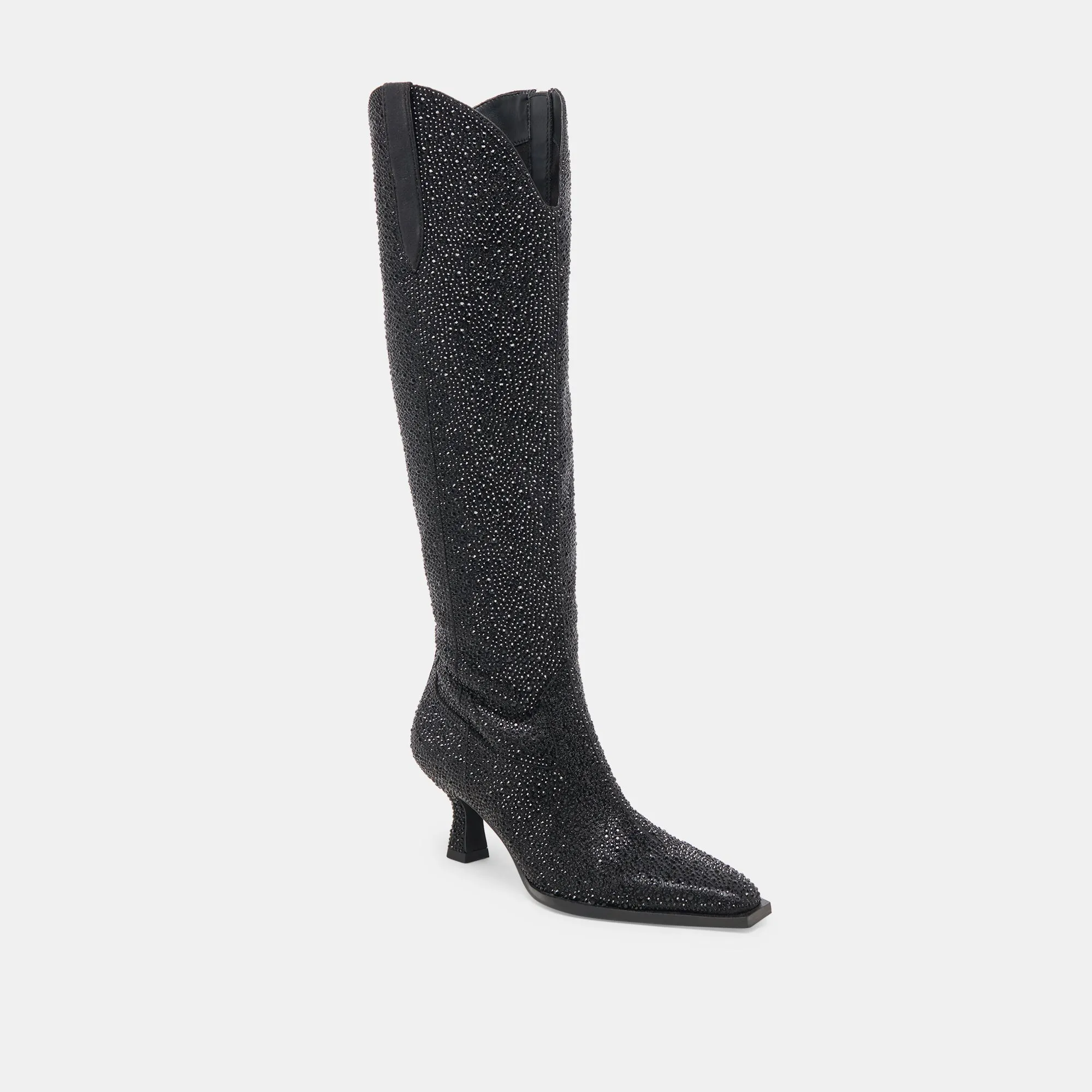 ARIANA CRYSTAL WIDE CALF BOOTS BLACK METALLIC CRYSTAL