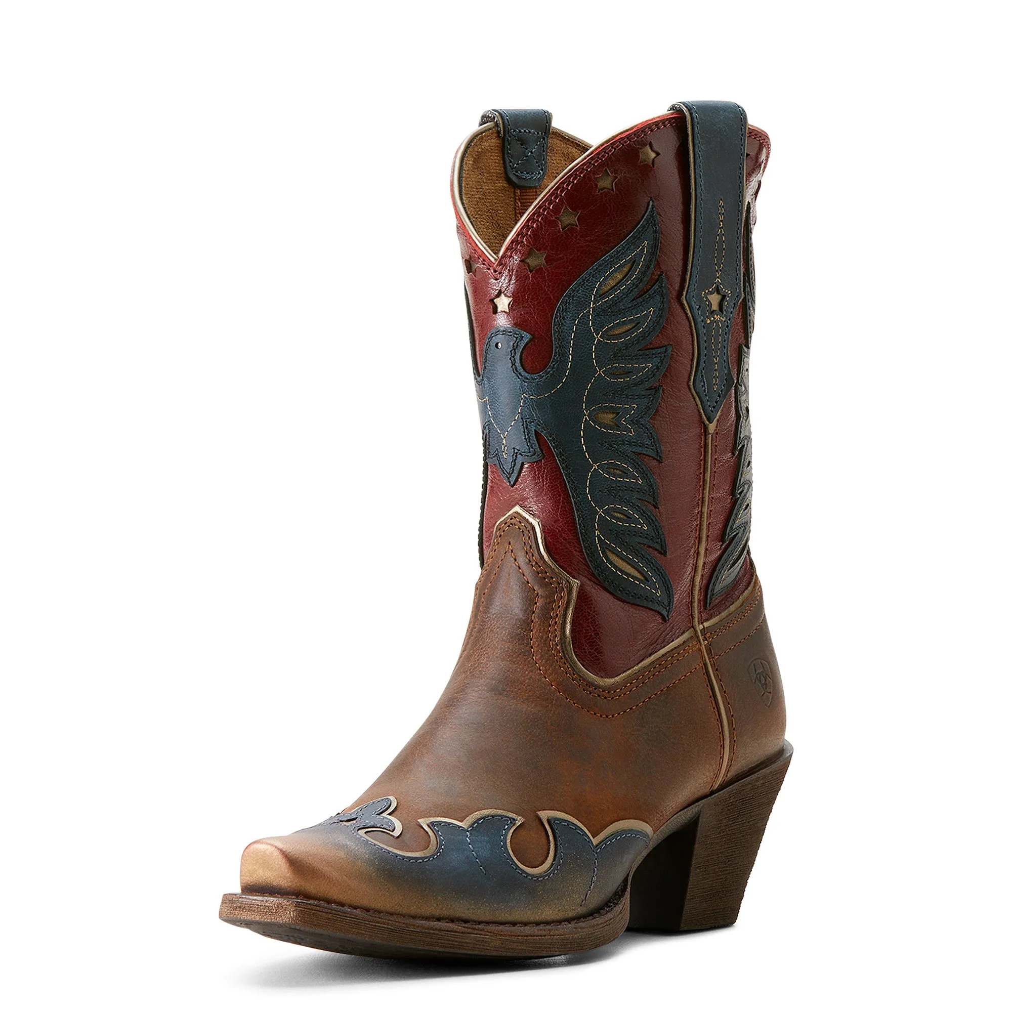 Ariat Women's Bravery Boot - Dusted Fresh Denim/Sassy Brown/Eagle Pride