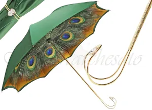 Beautifull Green Women's Umbrella with Printed Peacock Design