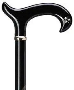 Black Elegance Designer Cane: Rhinestone Embedded Handle