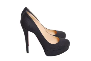 Black Sparkle Textured Platform Pump