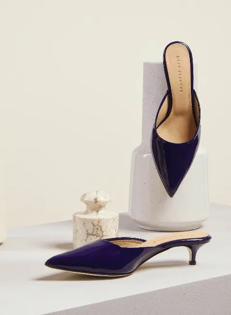 BLUE HIGH-HEELED MULES