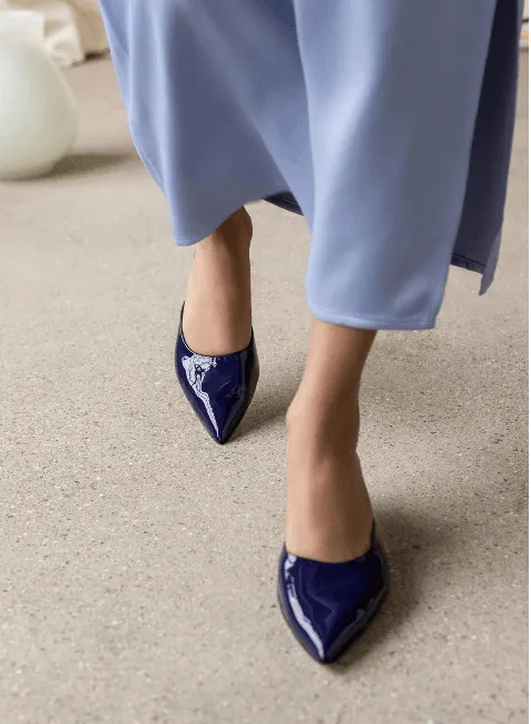 BLUE HIGH-HEELED MULES