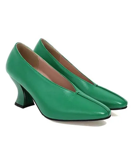 Butiti Women's Green Flare-Heel Pump