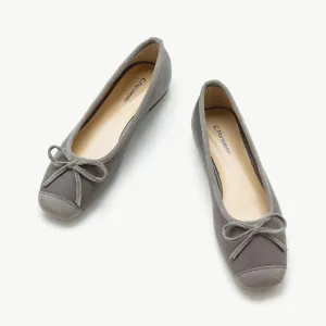 Cap-Toe Ballet Flats (Elena) Dark Grey