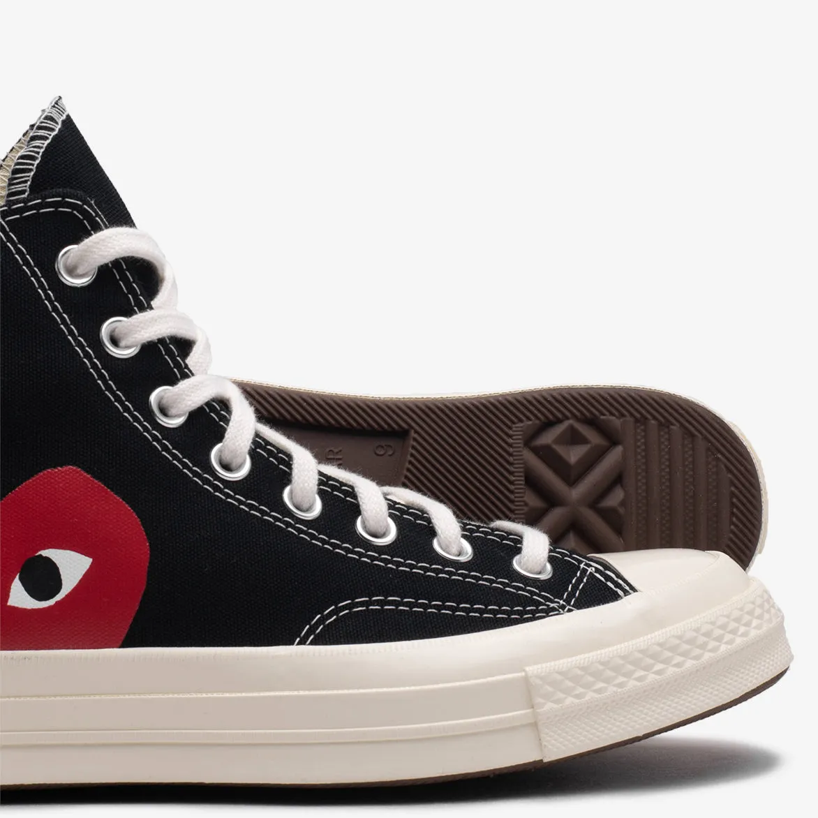 CDG PLAY X CONVERSE CHUCK TAYLOR ALL STAR '70 HI - BLACK