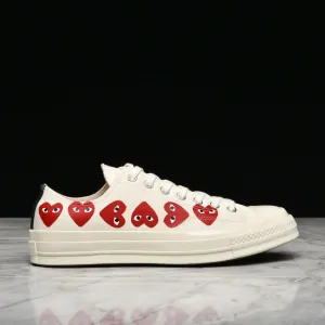 CDG PLAY X CONVERSE MULTI HEART CHUCK 70 PLAY OX - WHITE