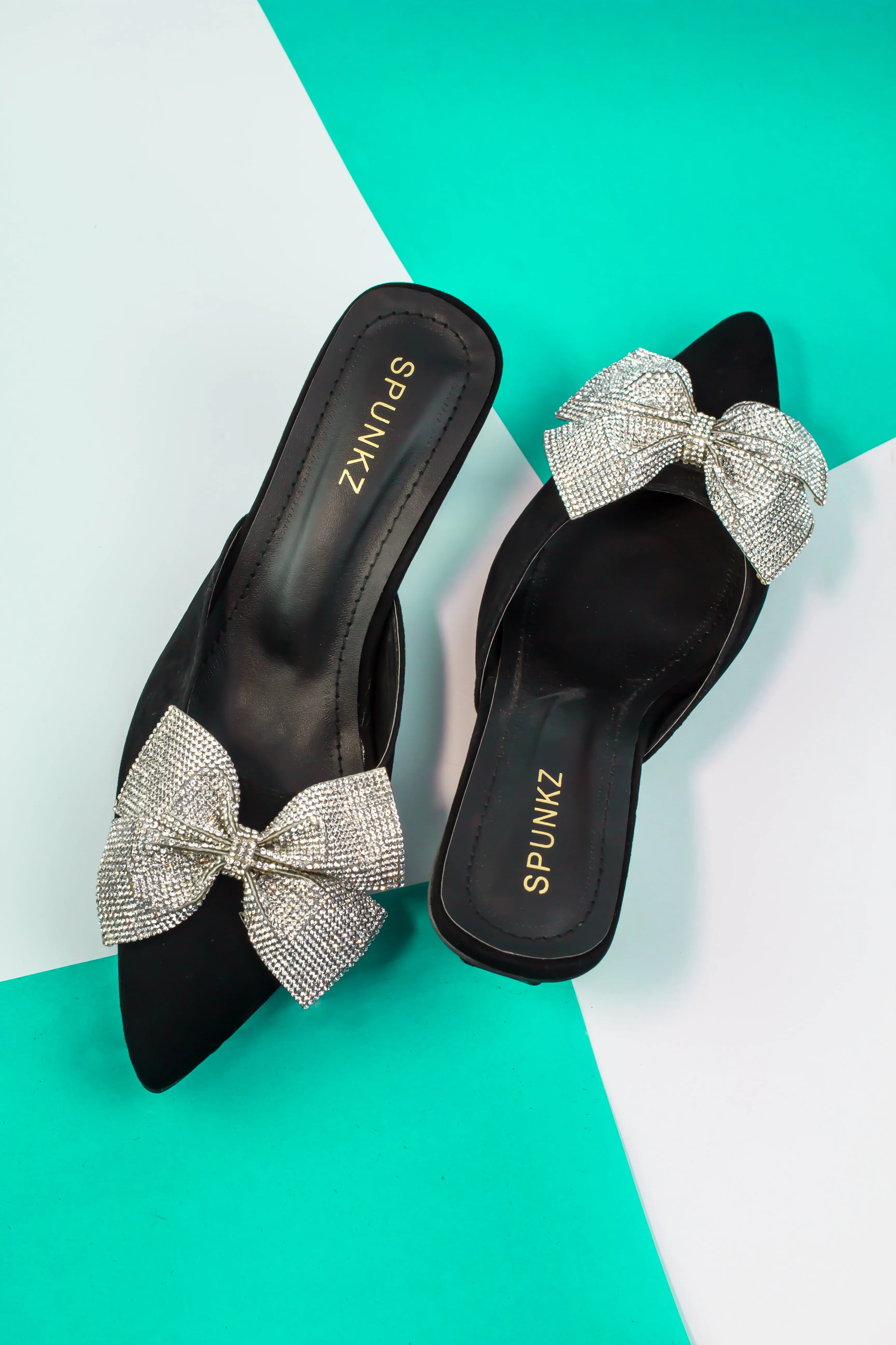 Clara Mesh Black Kitten Bow heel