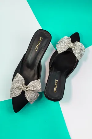 Clara Mesh Black Kitten Bow heel