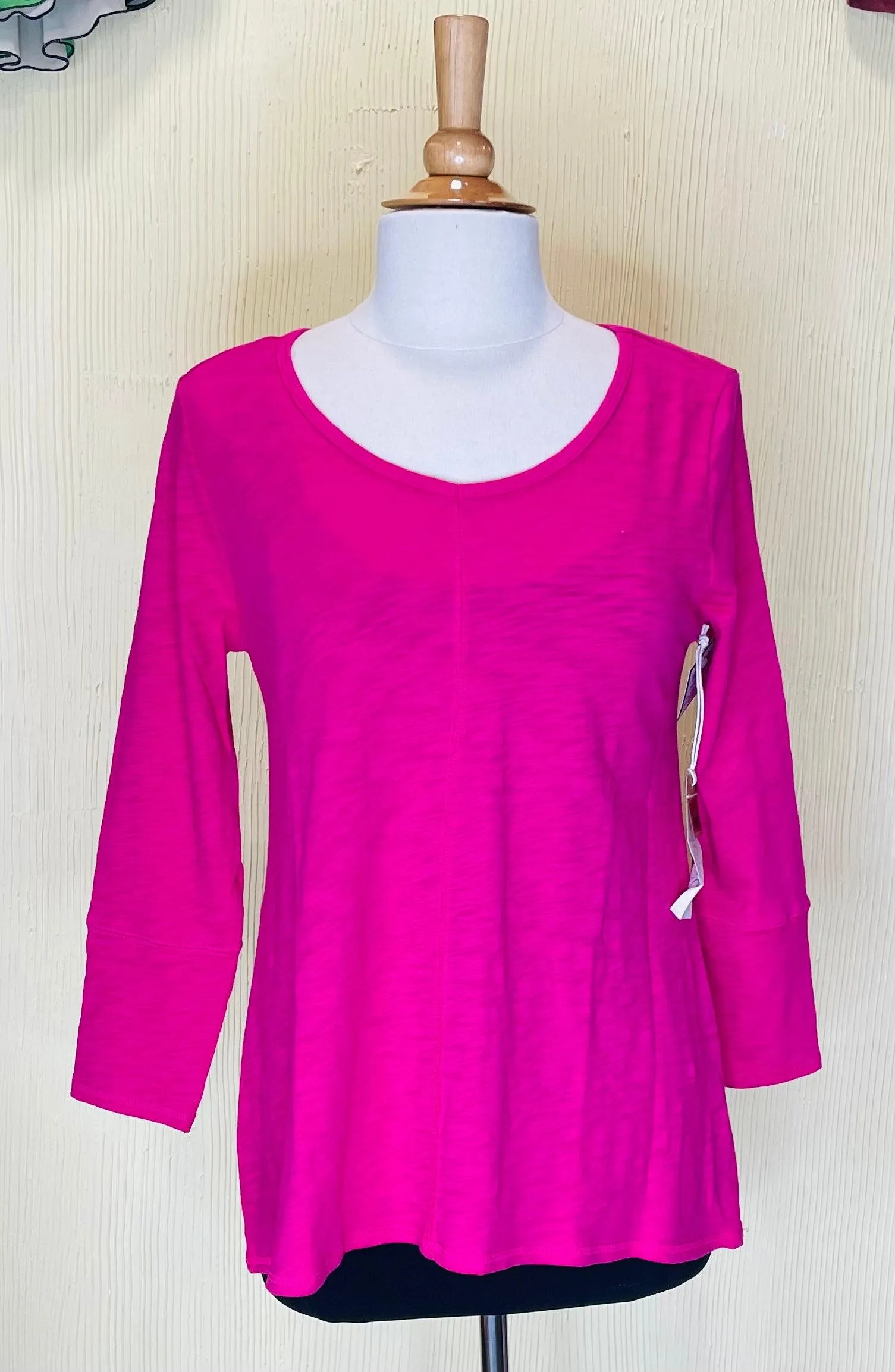 Cotton Slub V Neck Tunic Long Sleeve 10019