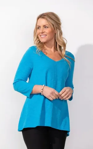 Cotton Slub V Neck Tunic Long Sleeve 10019