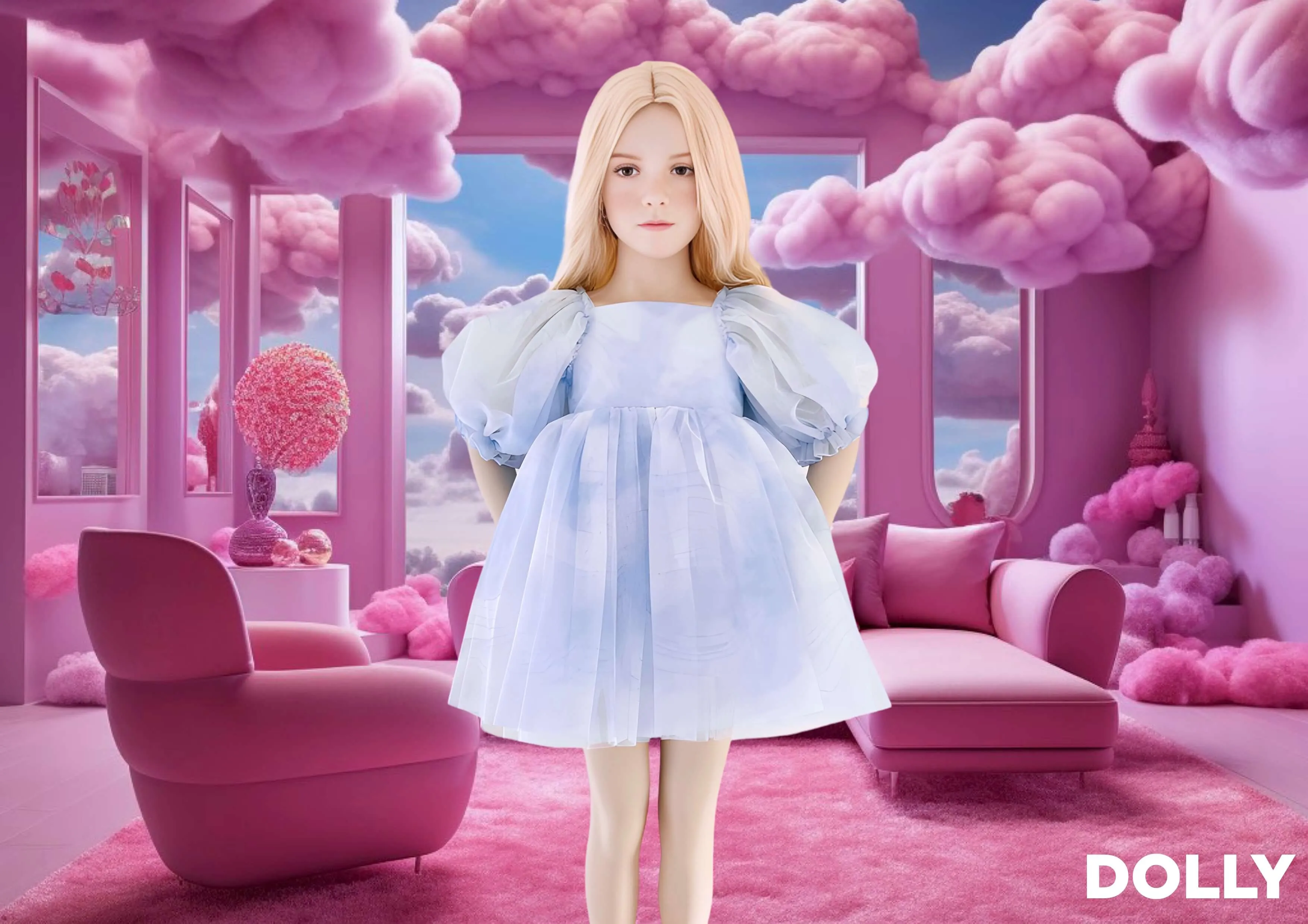 DOLLY® DREAMY BABYDOLL PUFF DRESS blue clouds ☁️