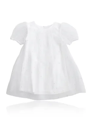 DOLLY® PEARL TULLE PUFF A-LINE DRESS white  ⚪