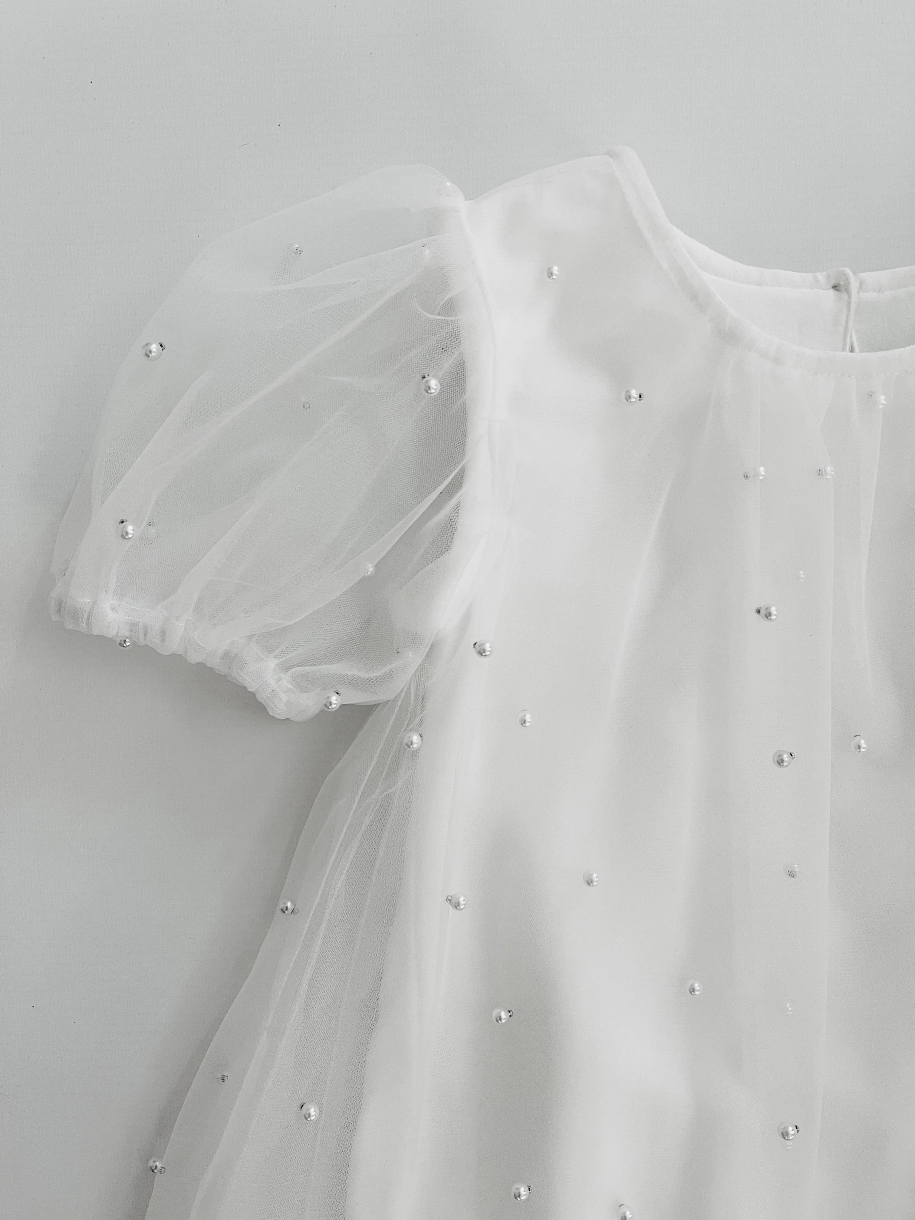 DOLLY® PEARL TULLE PUFF A-LINE DRESS white  ⚪