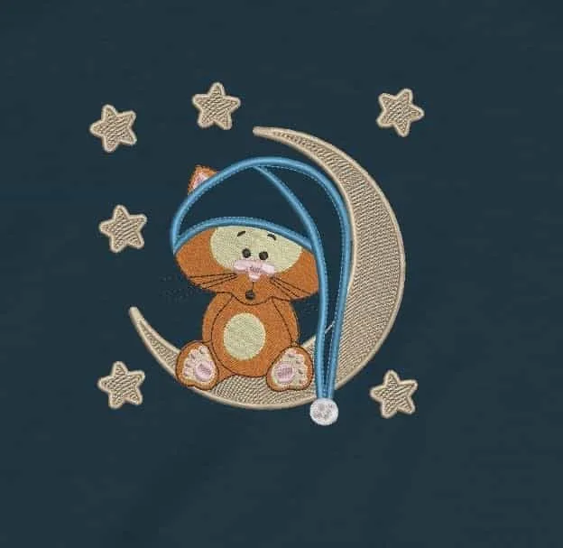 Dreamy Kitten Appliqué Embroidery Design