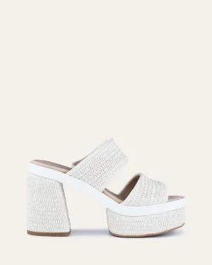 FELICITY HIGH HEEL PLATFORM SANDALS OFF WHITE RAFFIA