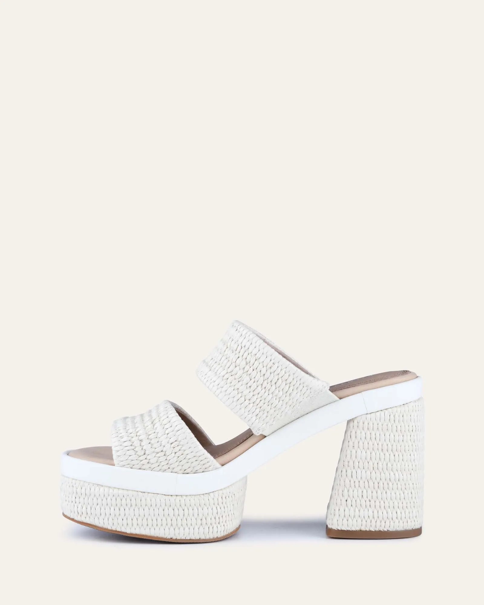 FELICITY HIGH HEEL PLATFORM SANDALS OFF WHITE RAFFIA