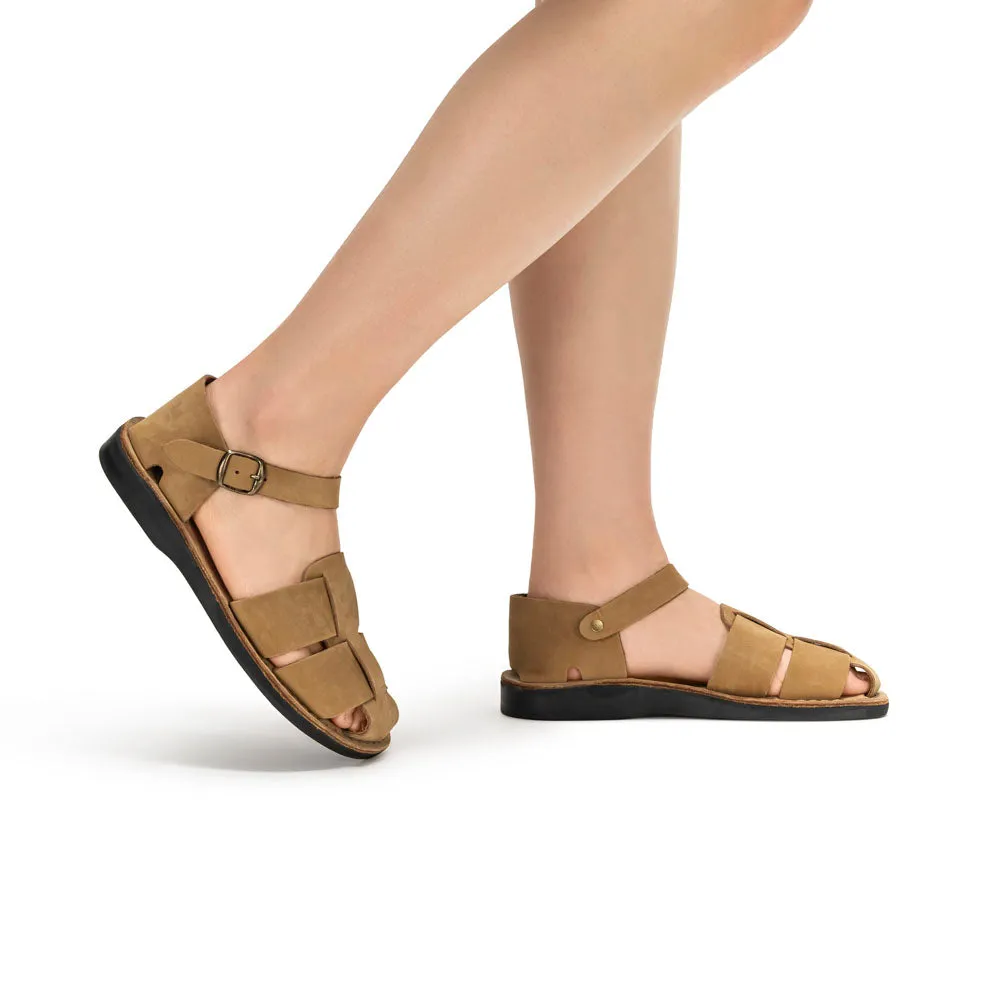 Gemma - Leather Adjustable Strap Sandal | Yellow Nubuck