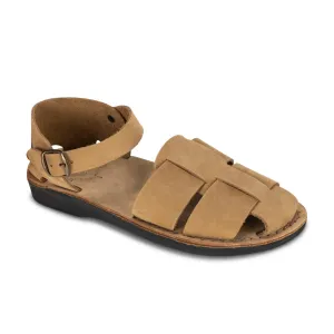 Gemma - Leather Adjustable Strap Sandal | Yellow Nubuck