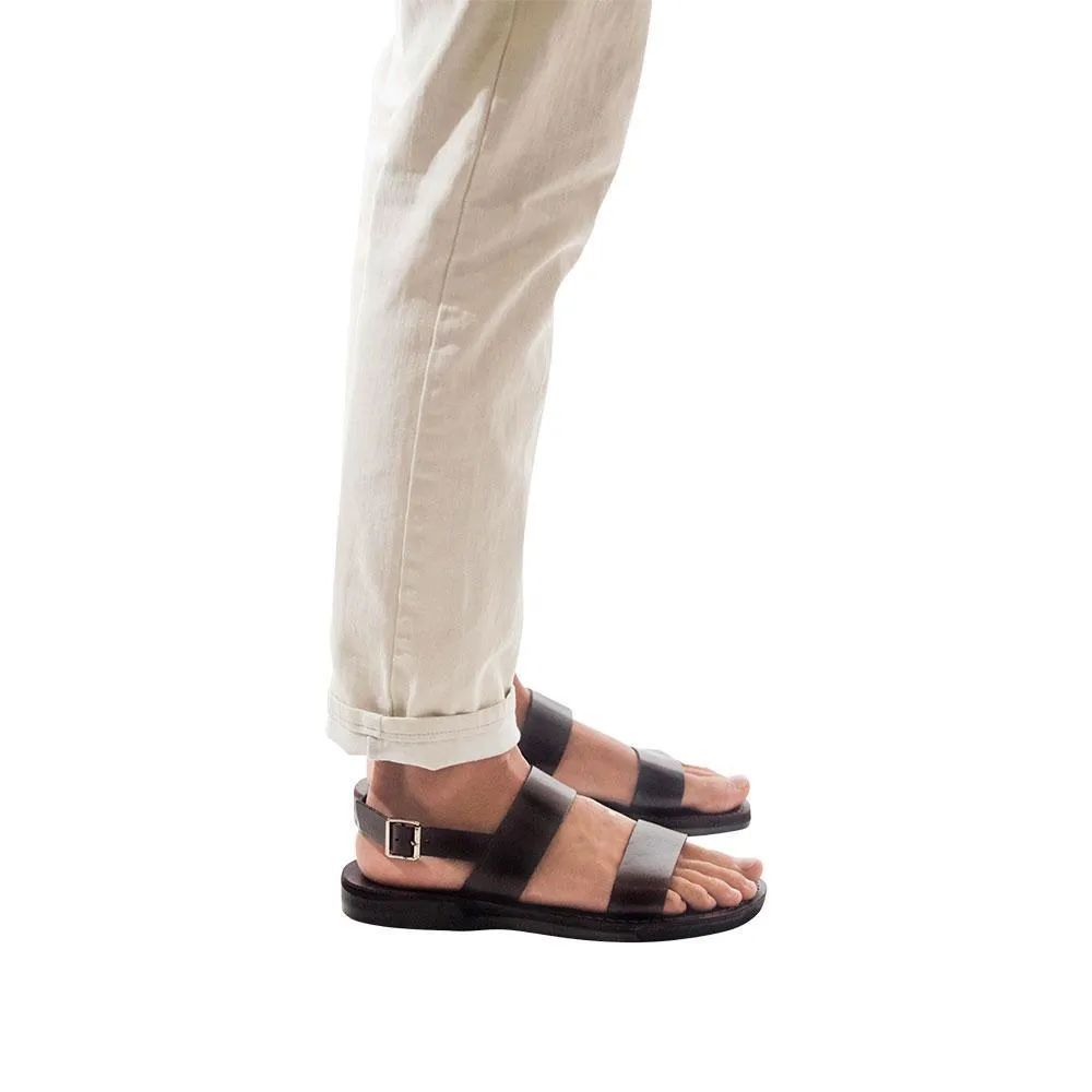 Golan - Leather Two Strap Sandal | Brown