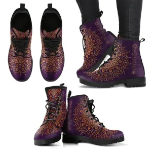 Gold Chakra Mandala Leather Boots