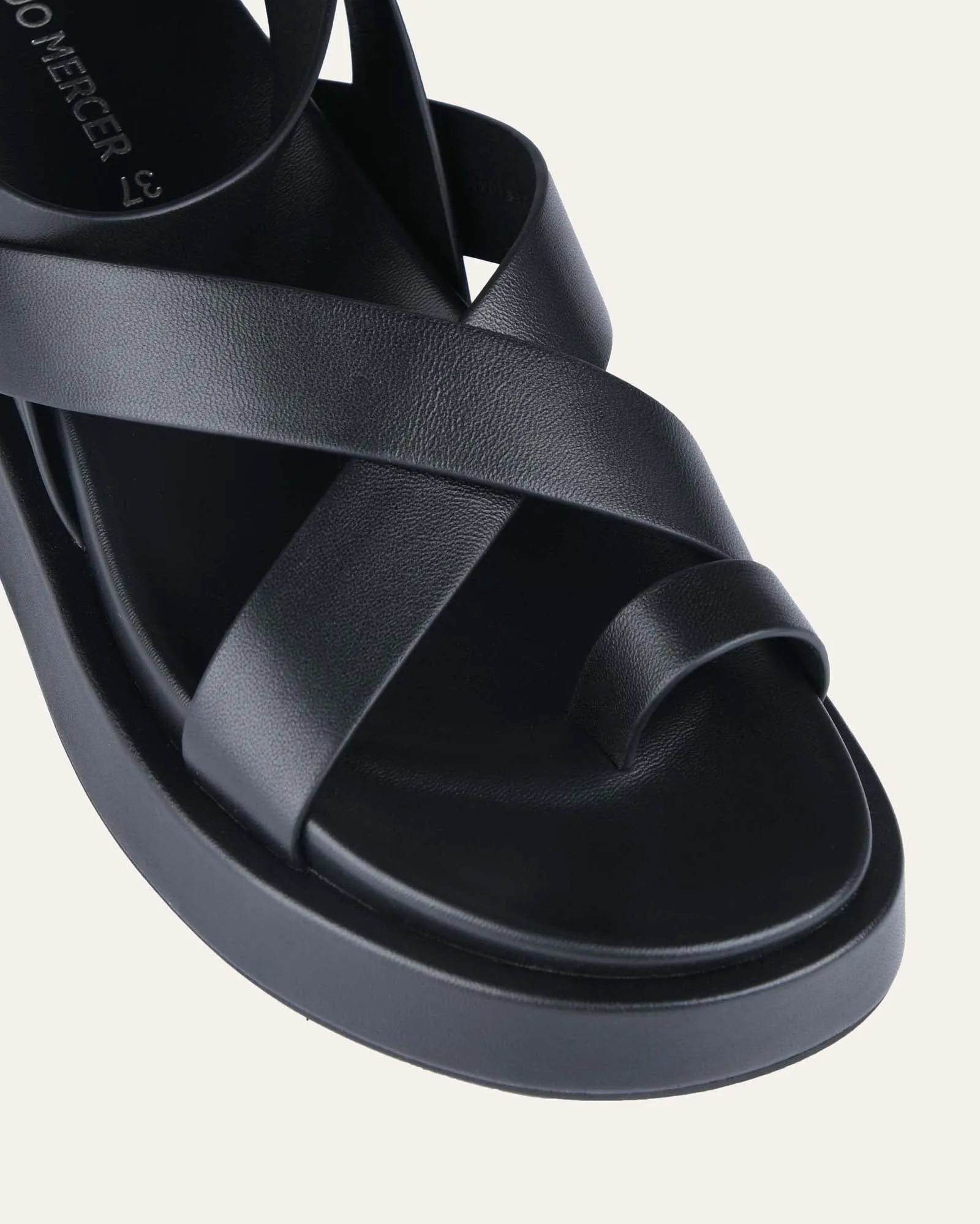 MACK FLAT SANDALS BLACK LEATHER