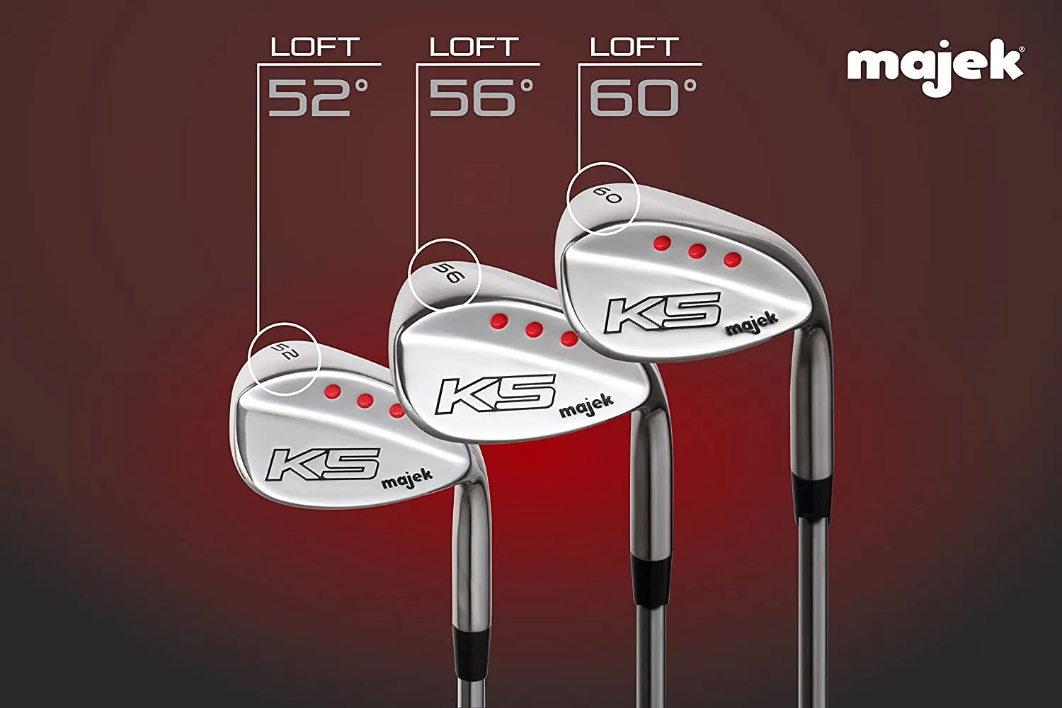 Majek Golf Men's Complete Wedge Set: 52° Gap Wedge (GW), 56° Sand Wedge (SW), 60° Lob Wedge (LW) Right Handed Regular Flex