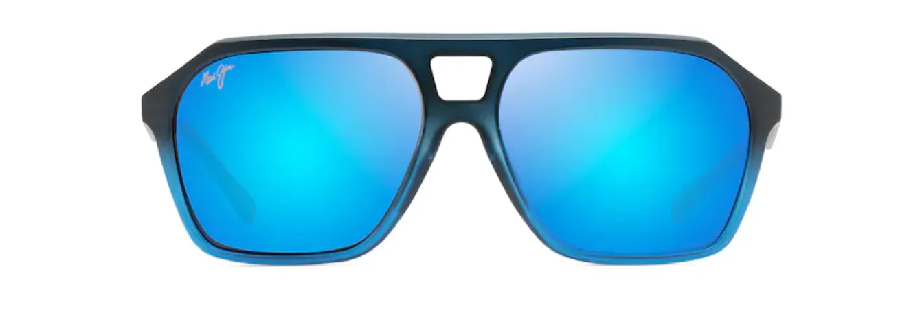 Maui Jim Wedges Matte Black Fade To Blue Frame - Blue Hawaii Lens - Polarized Sunglasses