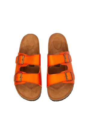 MMShoes Feeling Alive Double Banded Slide Sandals in Orange