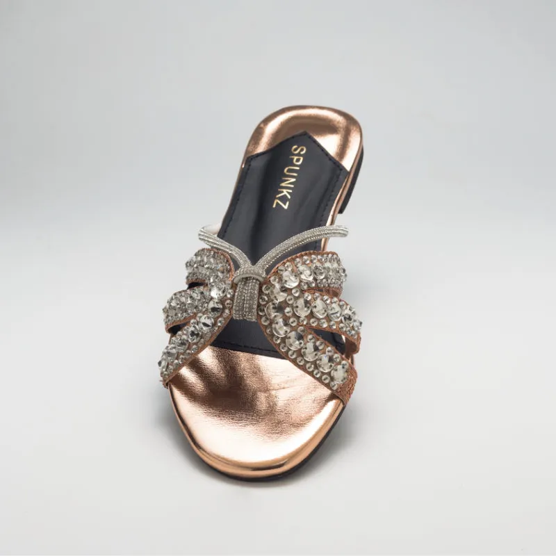 Natasha Strappy Rhinestones Slide Flats