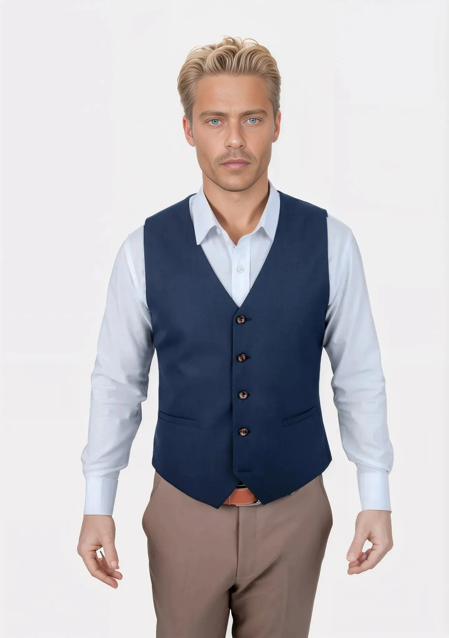 Oxford Blue Sharkskin Vest