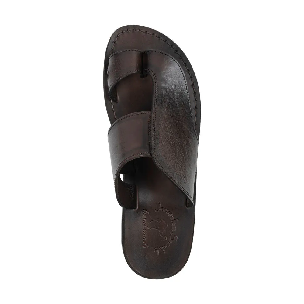 Peter LE - Leather Toe Strap Sandal | Brown Ostrich