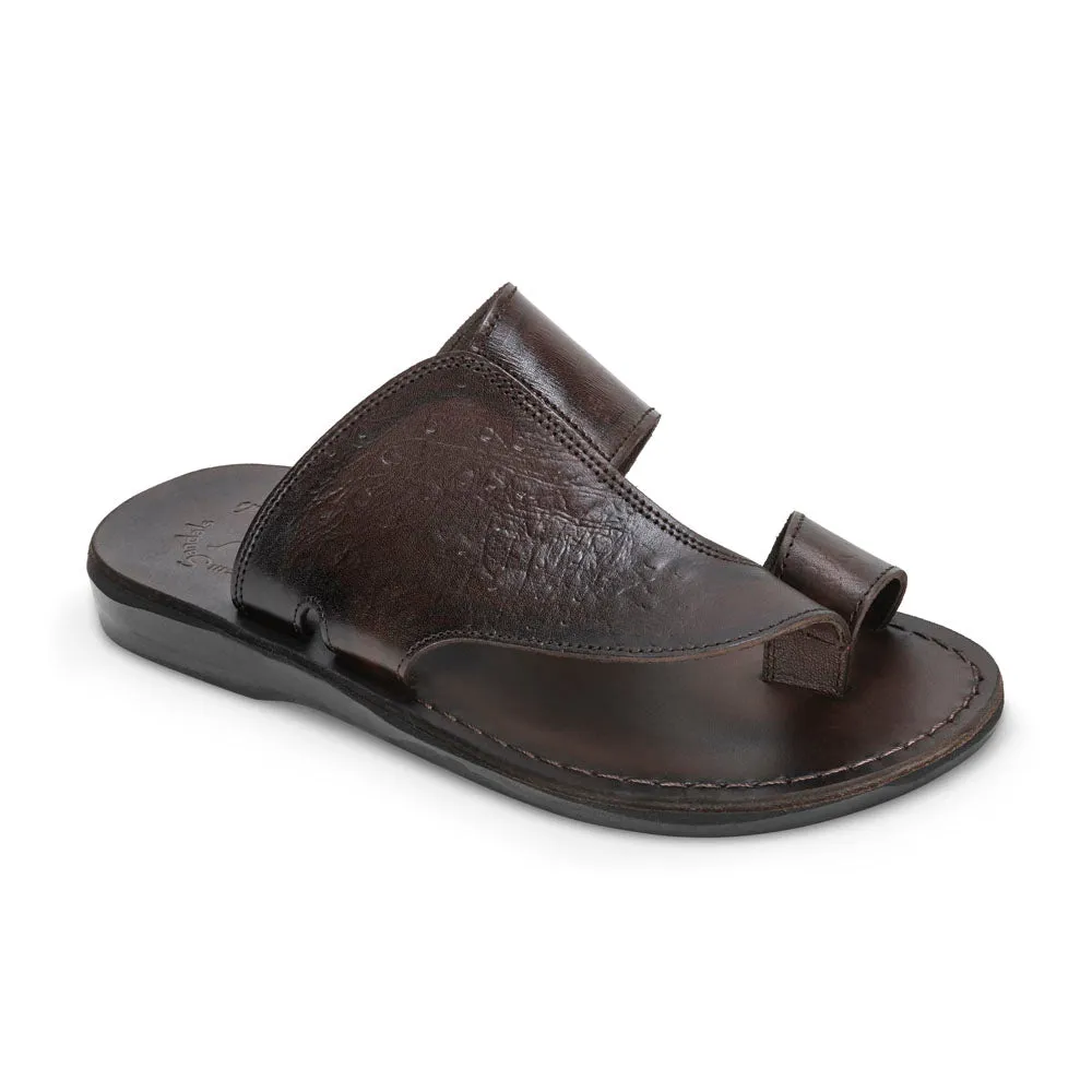 Peter LE - Leather Toe Strap Sandal | Brown Ostrich