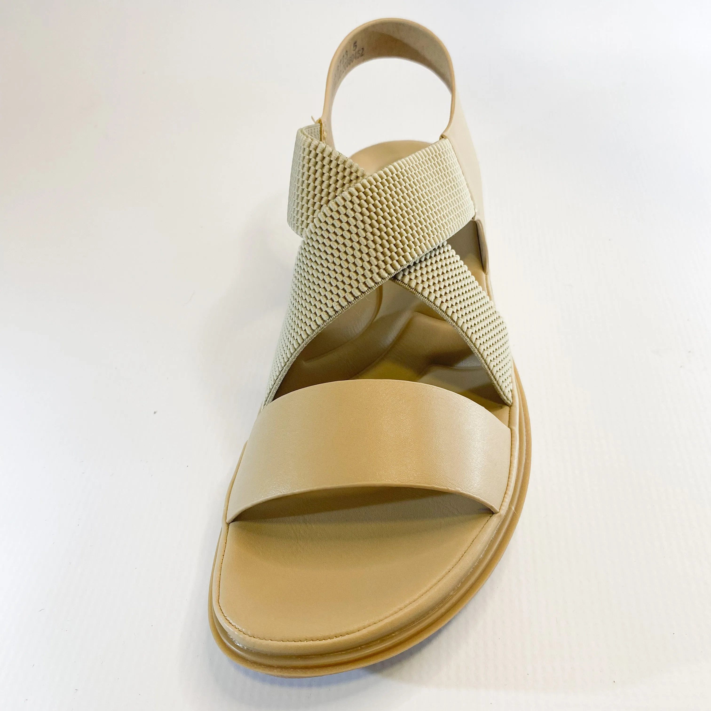 Queue beige elasticated flatform sandal