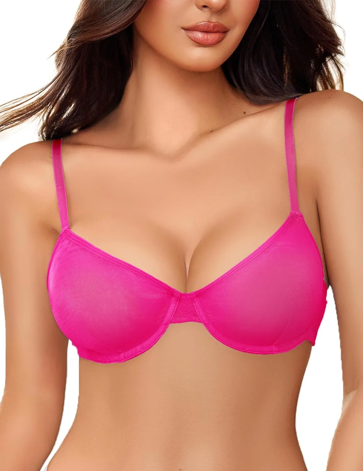 Sheer Mesh Unlined Underwire Bra