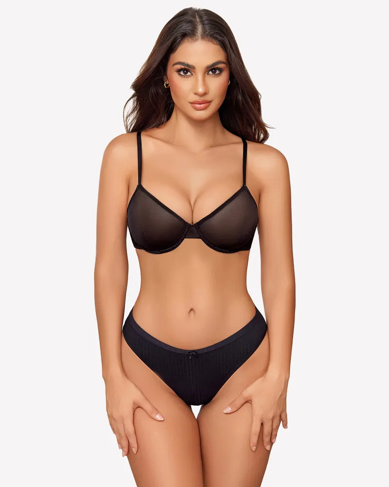 Sheer Mesh Unlined Underwire Bra