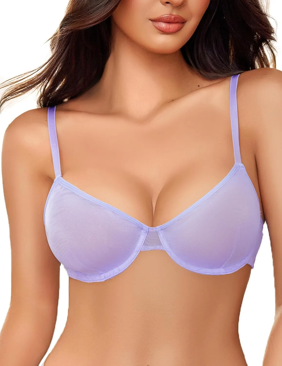 Sheer Mesh Unlined Underwire Bra