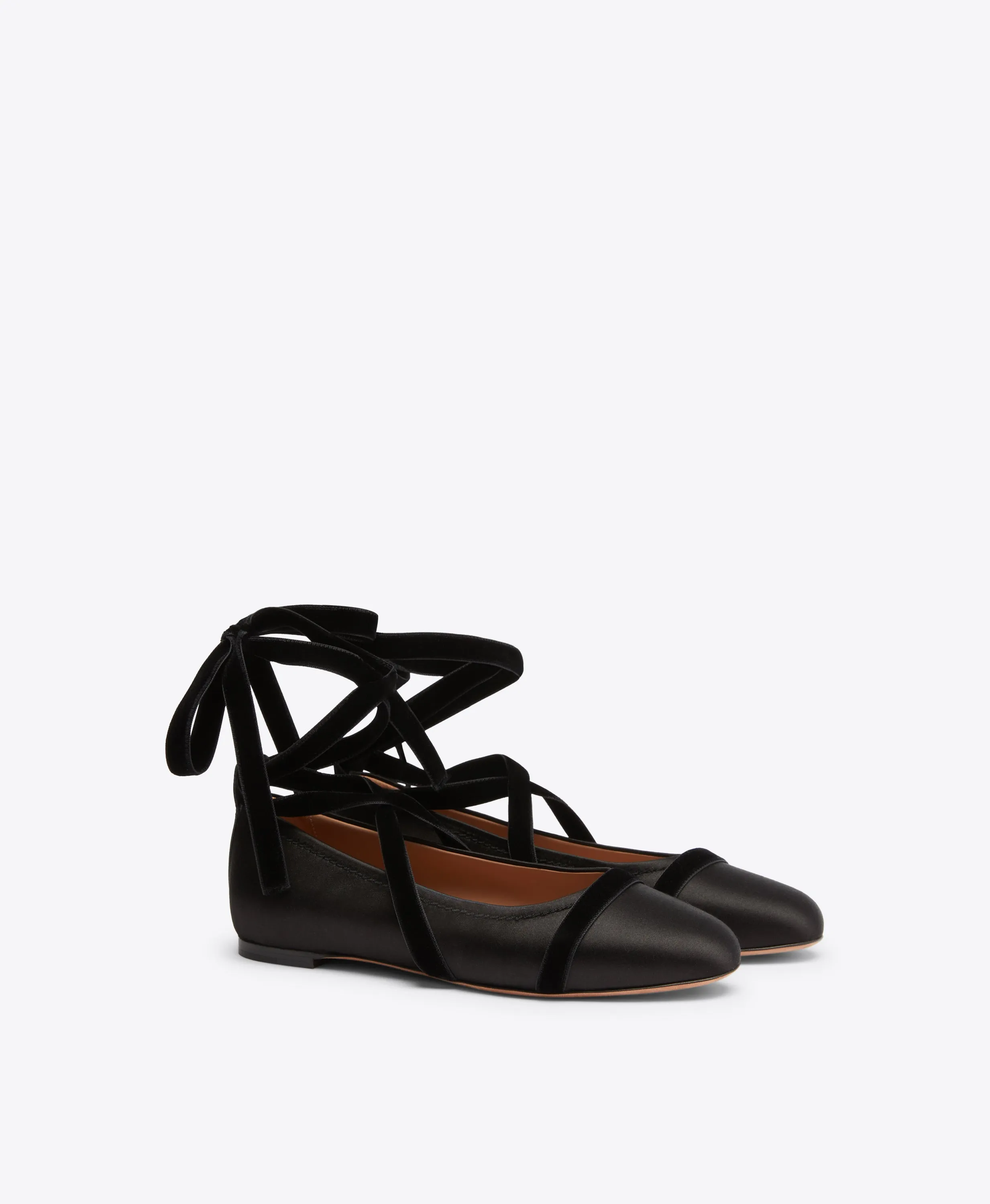 Spencer Black Satin Flat Pumps