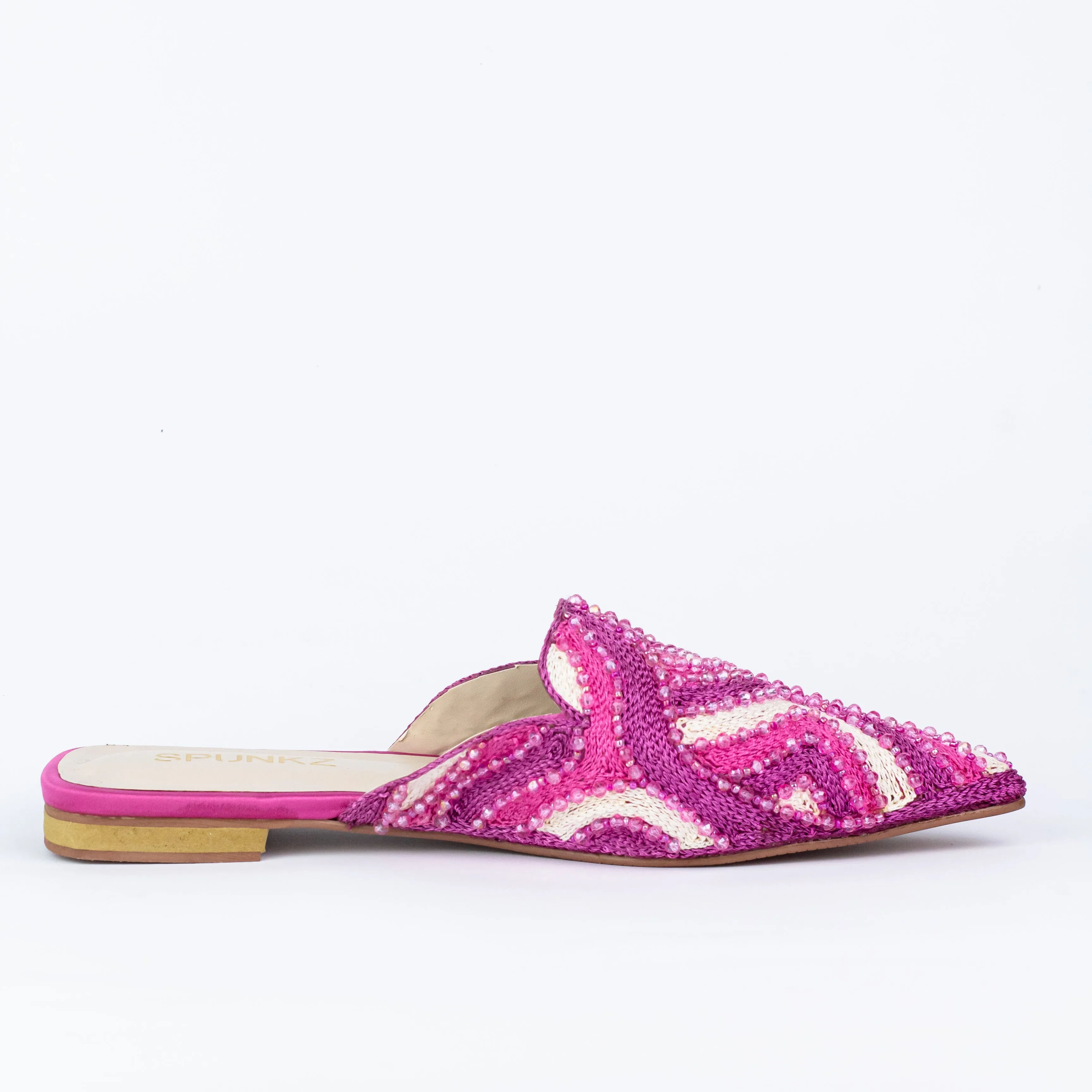 Spunkz Bridal Pink Hand Embroidery Mules