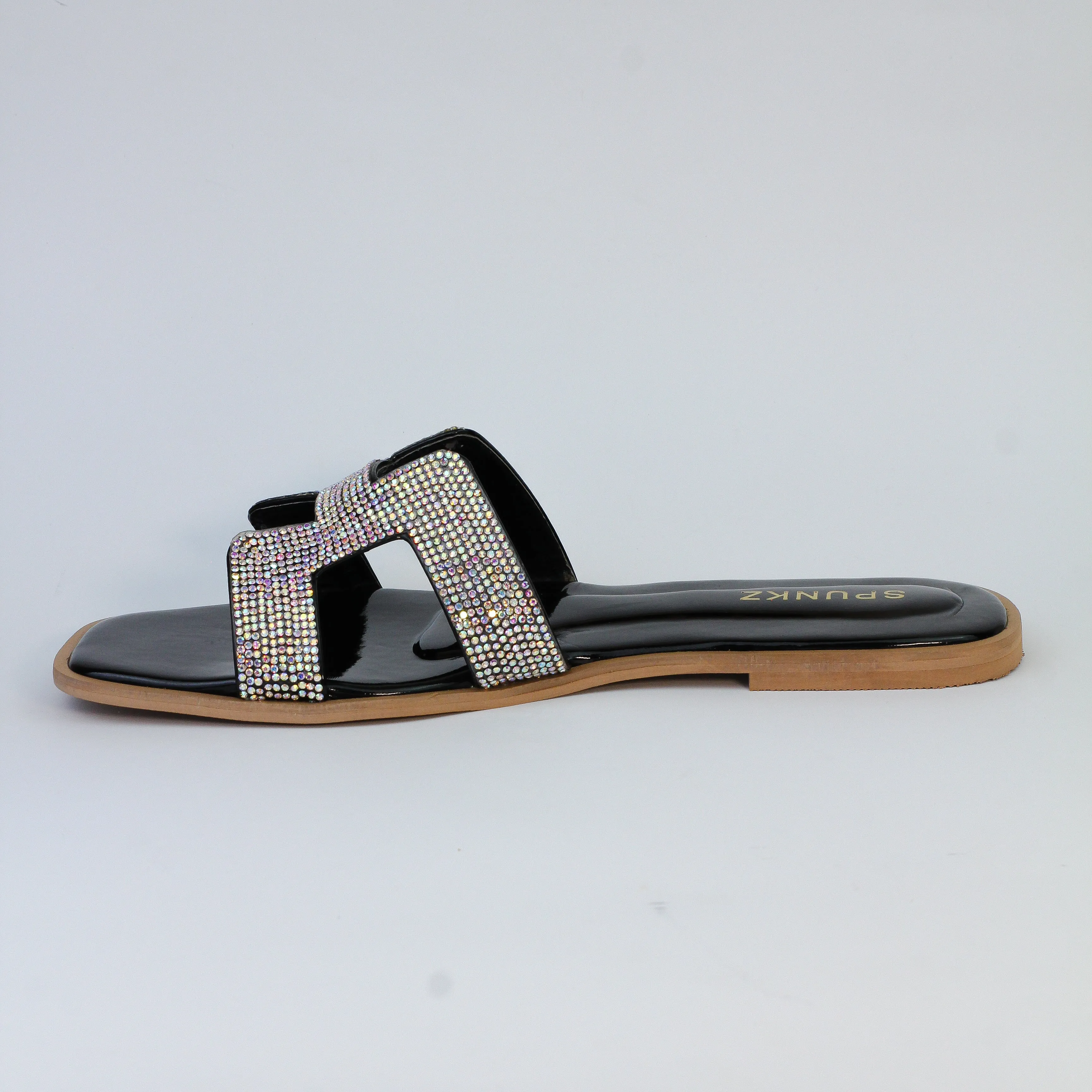 Spunkz Her H Style Oran Black Flat Sandals