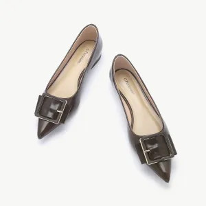 Square Buckle Flats (Aida) Chocolate