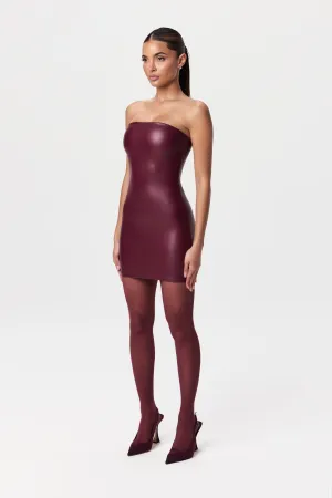 Vegan Leather Tube Mini Dress