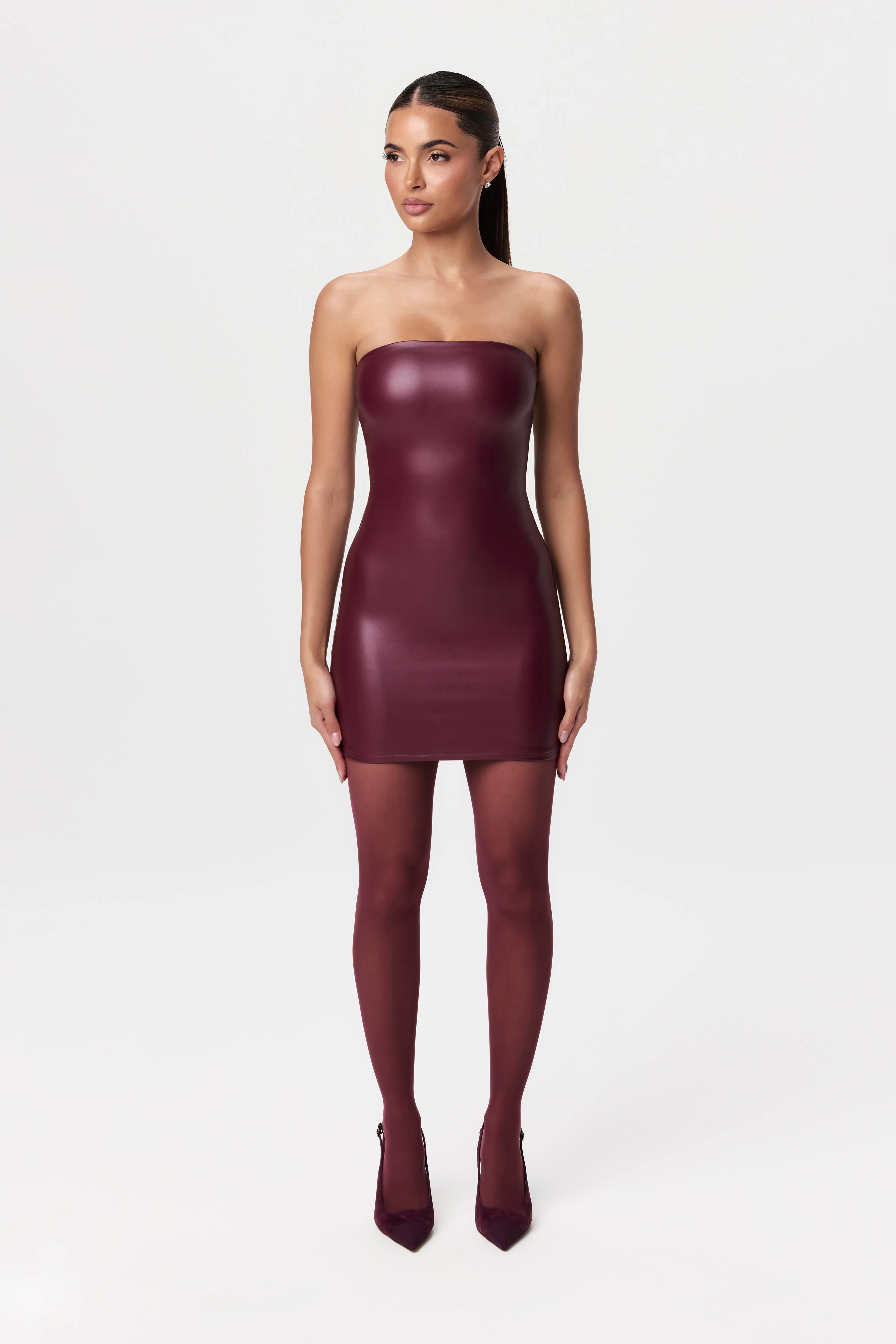 Vegan Leather Tube Mini Dress