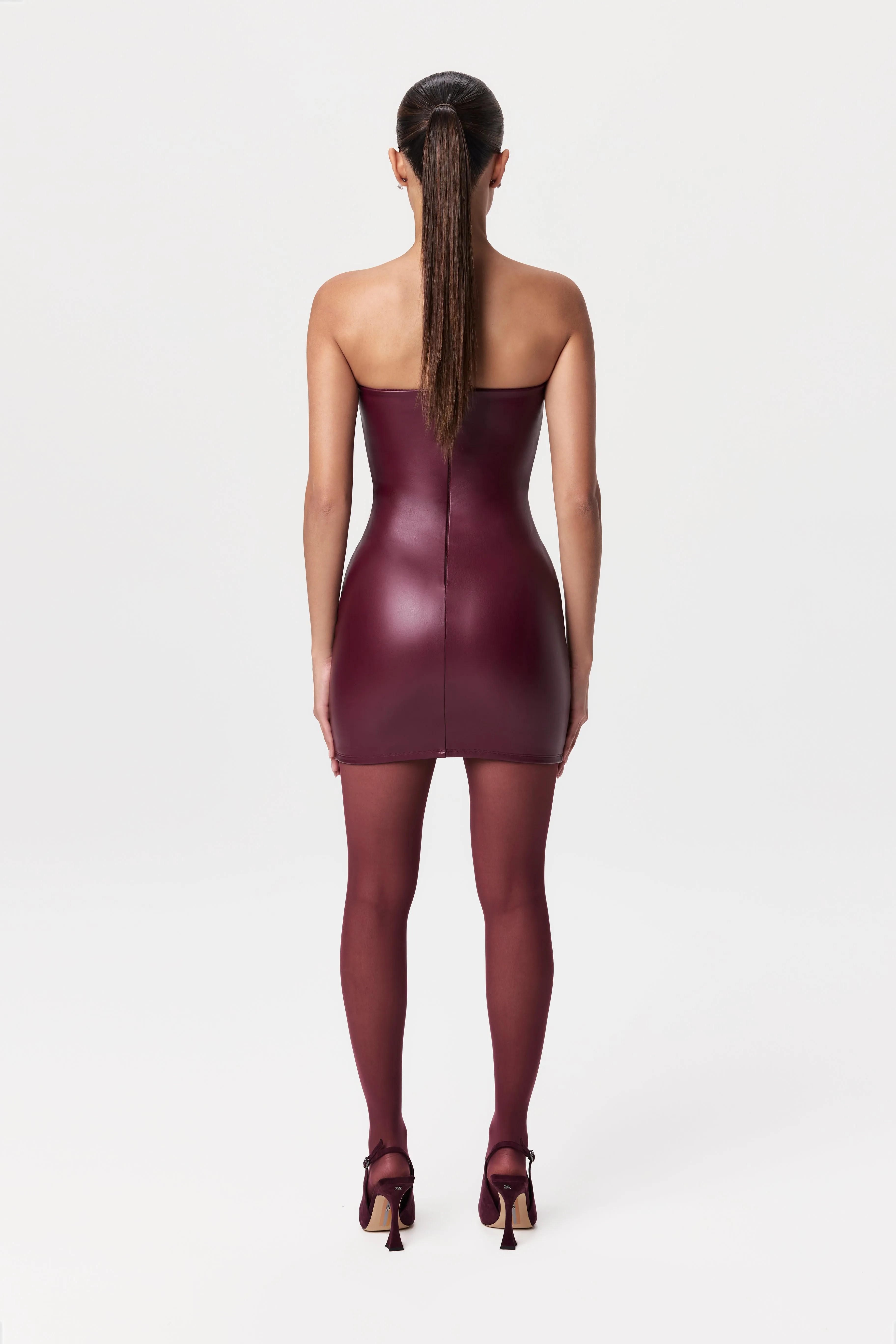 Vegan Leather Tube Mini Dress