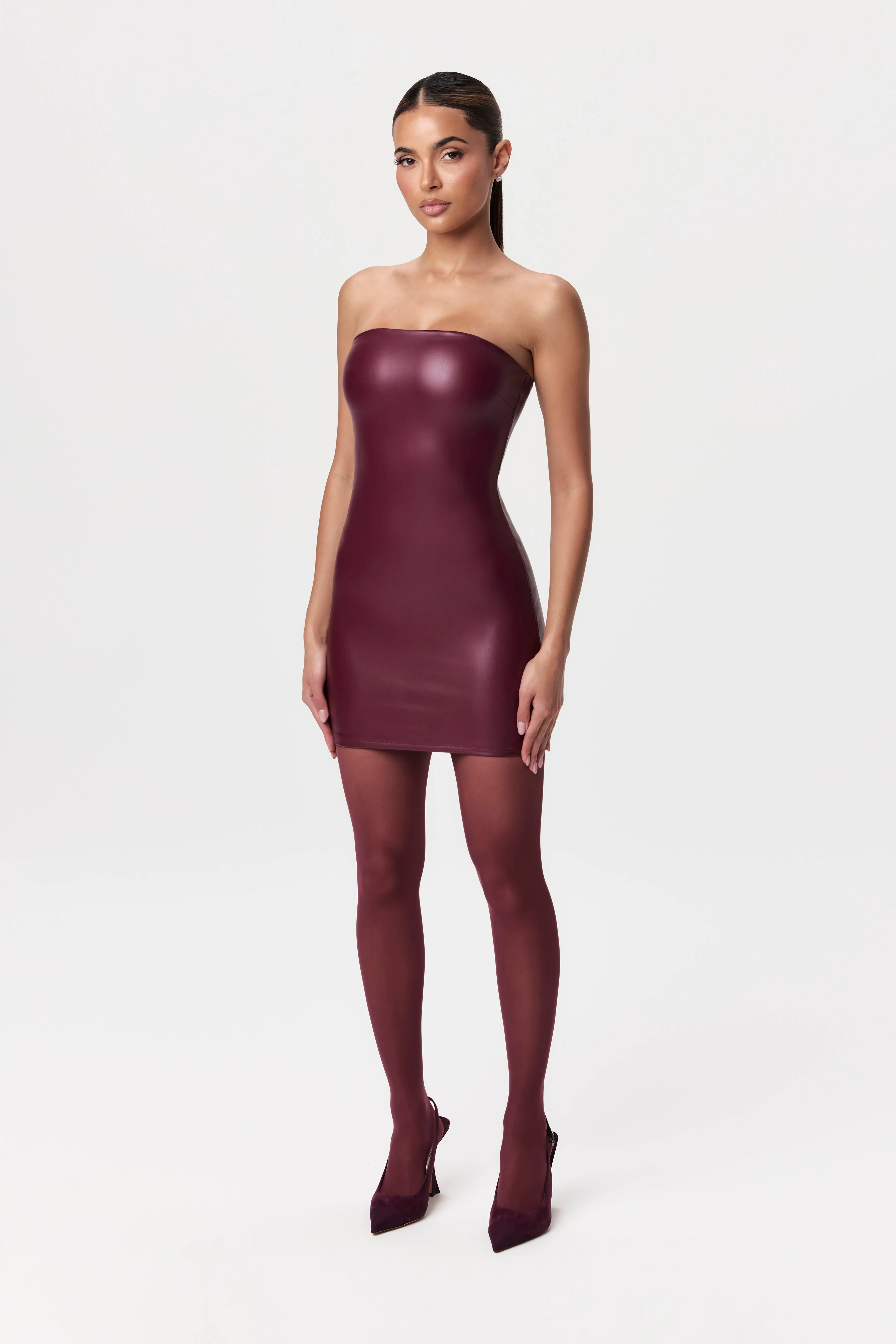 Vegan Leather Tube Mini Dress